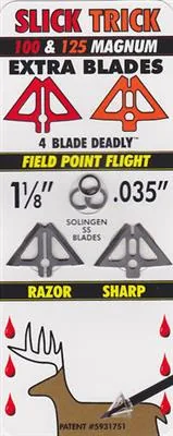 SLICK TRICK XTRA BLADES FOR MAGNUM 1 1/8"  100/125 GR 4pk