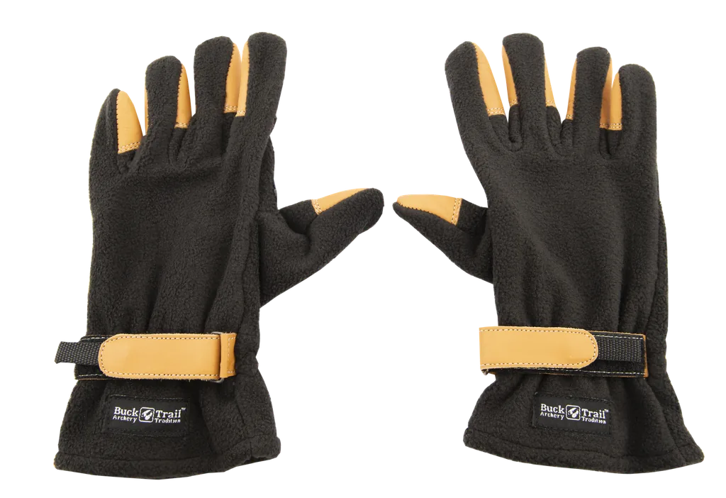 FLEECE SHOOTING GLOVES WITH LEATHER RENFORCED FINGERTIPS