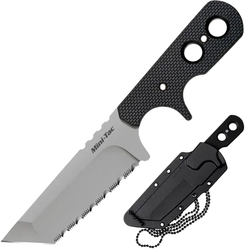 COLD STEEL FIXED BLADE KNIFE MINI TAC TANTO SERRATED - overall 17.15cm