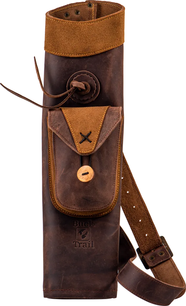 BUCK TRAIL TRADITIONAL BACK QUIVER MONTAUK RH 45CM LEATHER BROWN