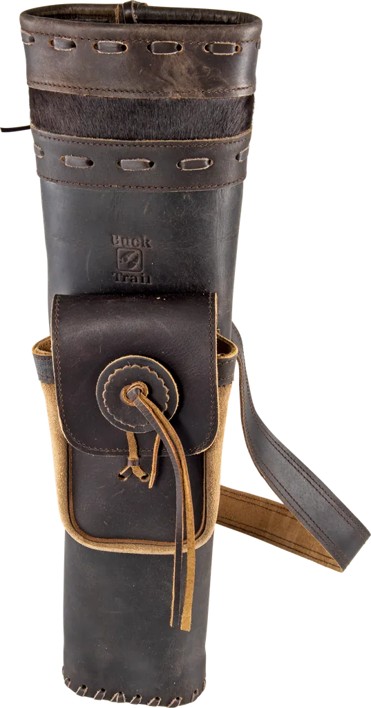 BUCK TRAIL TRADITIONAL BACK QUIVER FROSTHIDE 50CM LEATHER BROWN AMBIDEXTROUS