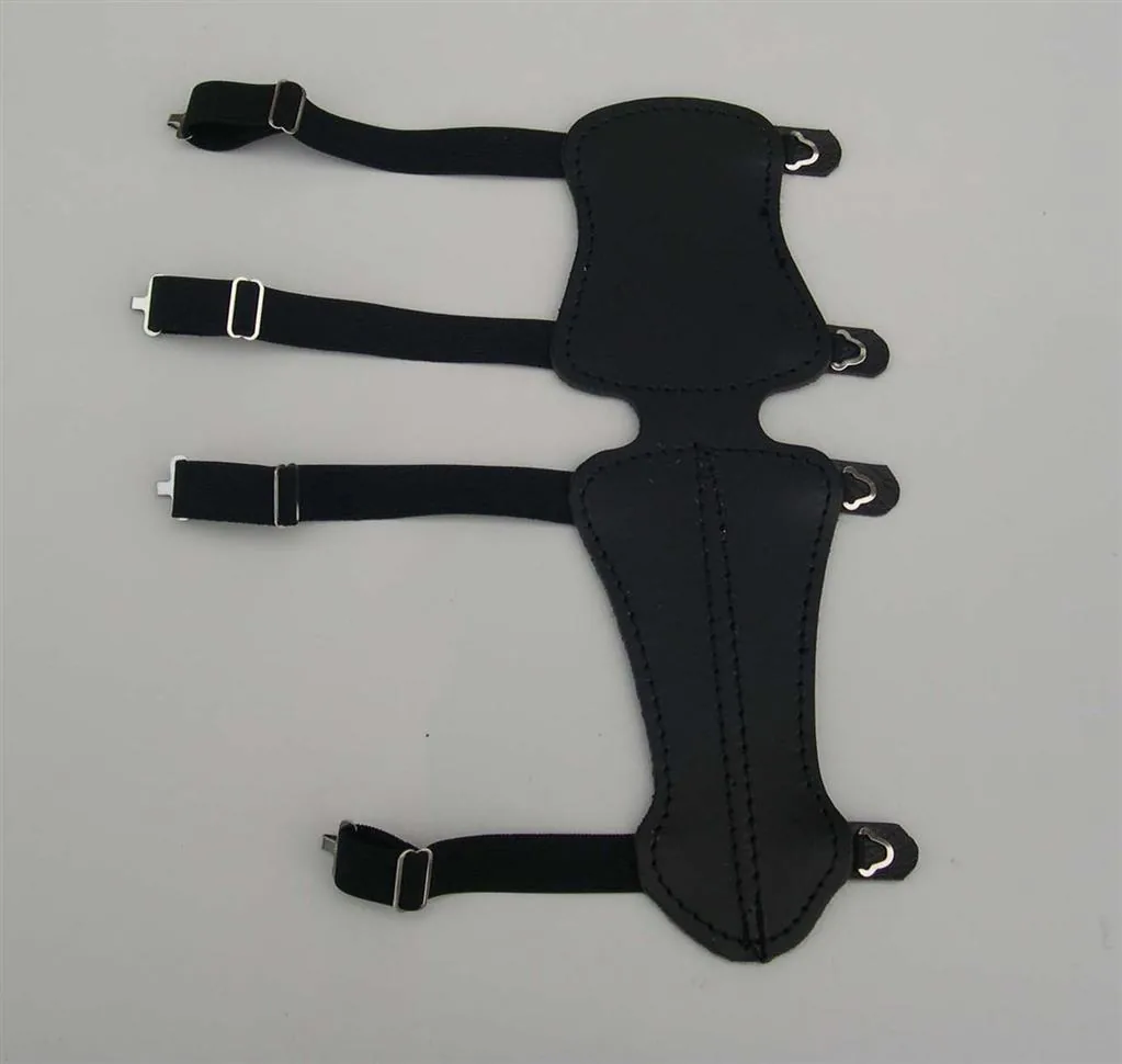 GOMPY DOUBLE ARMGUARDS JUNIOR LONG LEATHER 4 FASTENERS BLACK